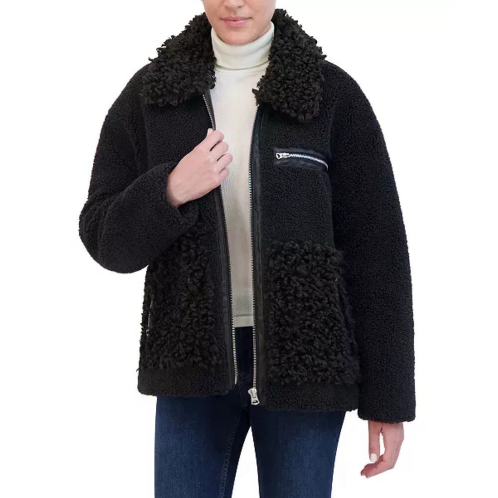 Hudson Oversized Plush Fur Bomber Jacket Woman’s Large